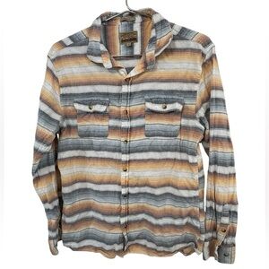 High End Free Nature Men's M Striped Button Down Shirt Dune Flannel SLIM FIT